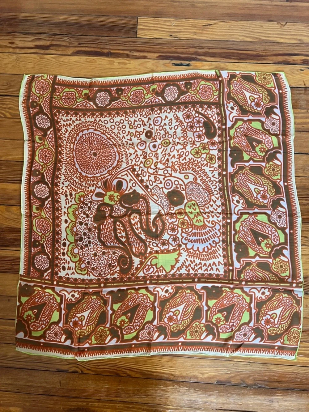 Vintage Sally Gee Paisley Psychedelic Festival Silk Blend Square Scarf - 28